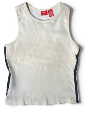 Massimo White with Stripes Athletic Top with shelf Bra    Sz M